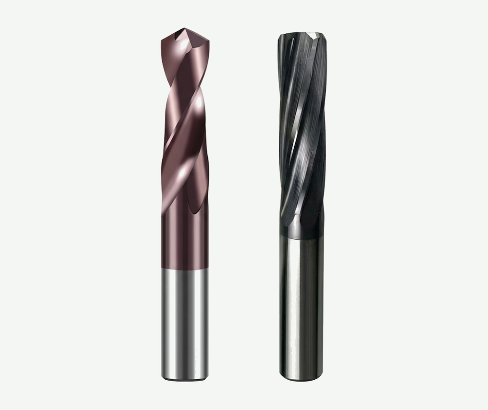 Carbide drill and carbide reamer for a standard drill-then-ream path