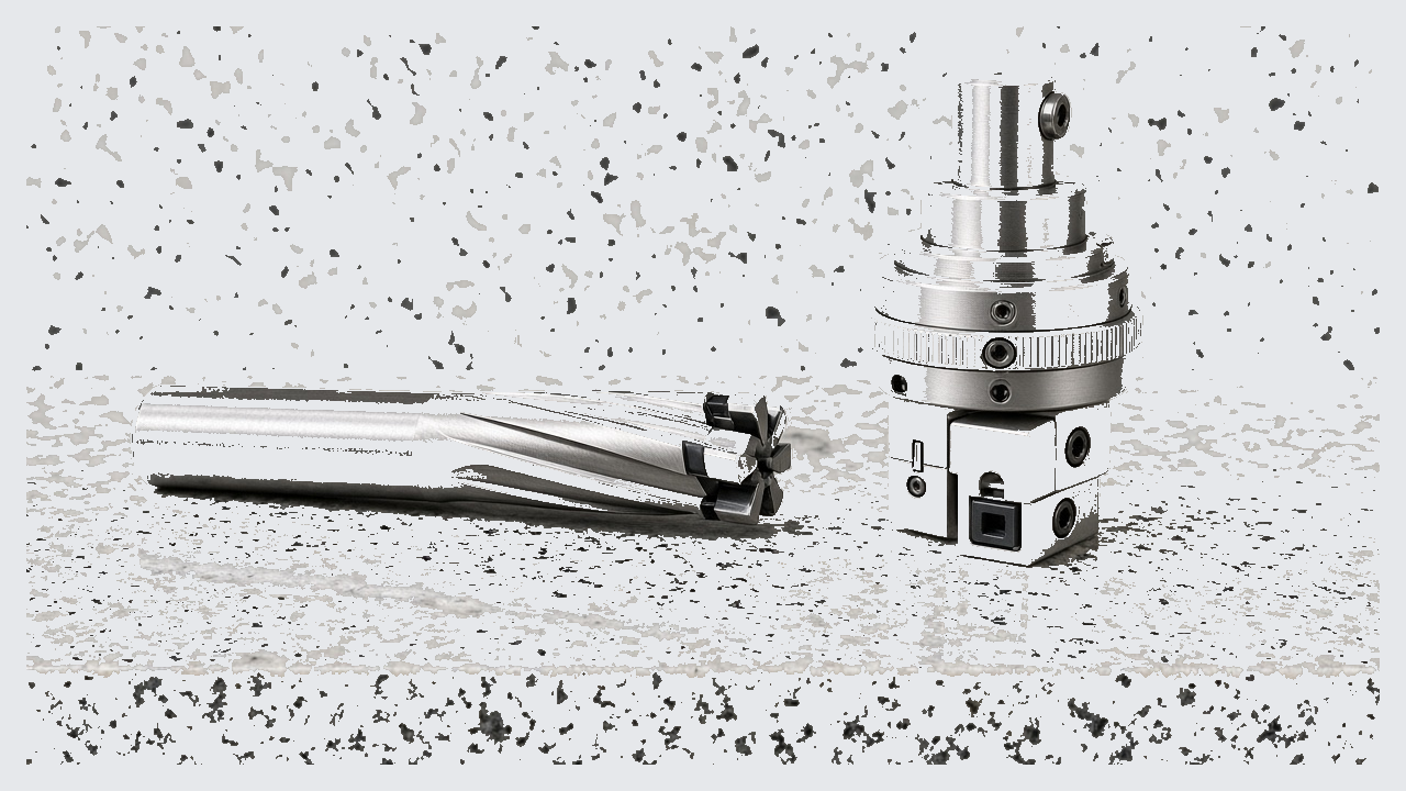 Fixed-size reamer beside adjustable fine boring head