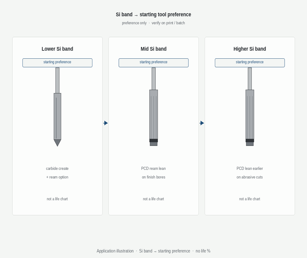 Si band to tool-path starting preference (illustration)