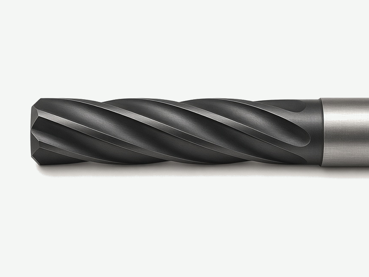 Carbide spiral-flute reamer with coated cutting edges