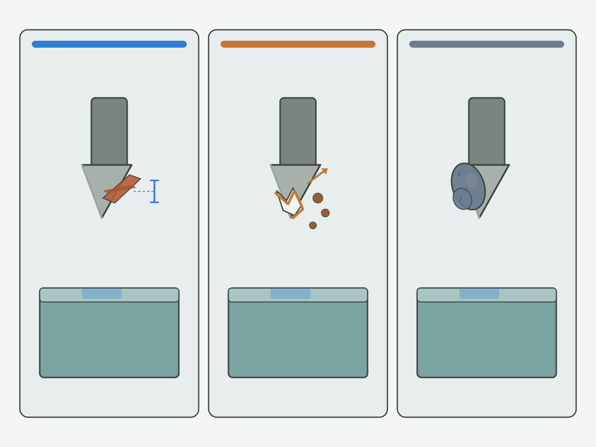 Illustration: Schematic comparison of common cutting-tool wear patterns for life decisions
