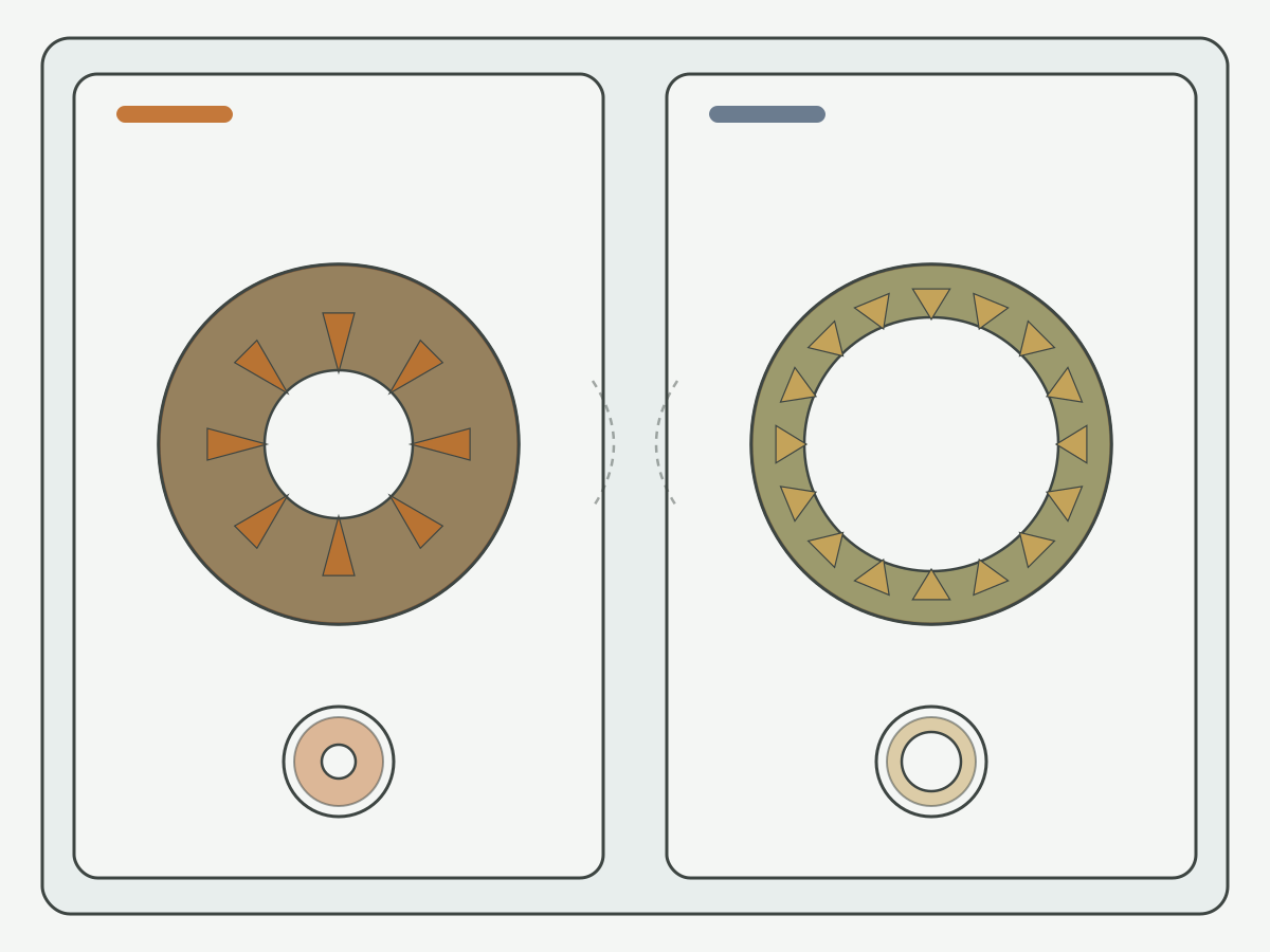 Illustration: Schematic comparison of 1/4-20 and 1/4-28 tap drill hole bands without text labels