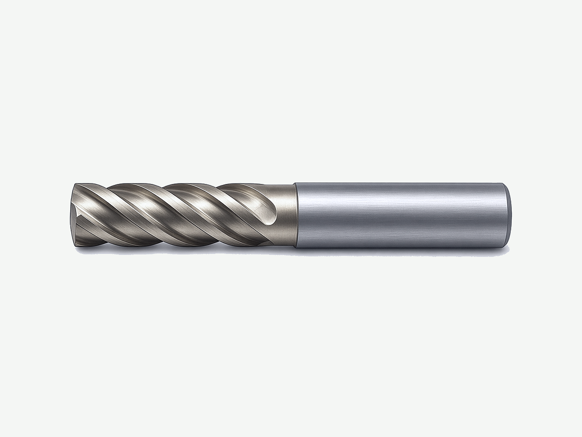 Solid carbide end mill for 2-flute vs 4-flute selection review (product photo; no price or life claims on image)