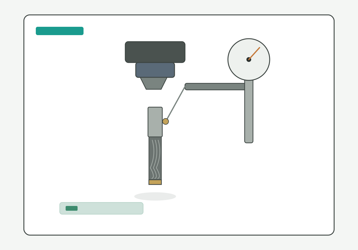 Illustration: Schematic end-mill setup check with collet and dial-indicator silhouette — not an inspection certificate