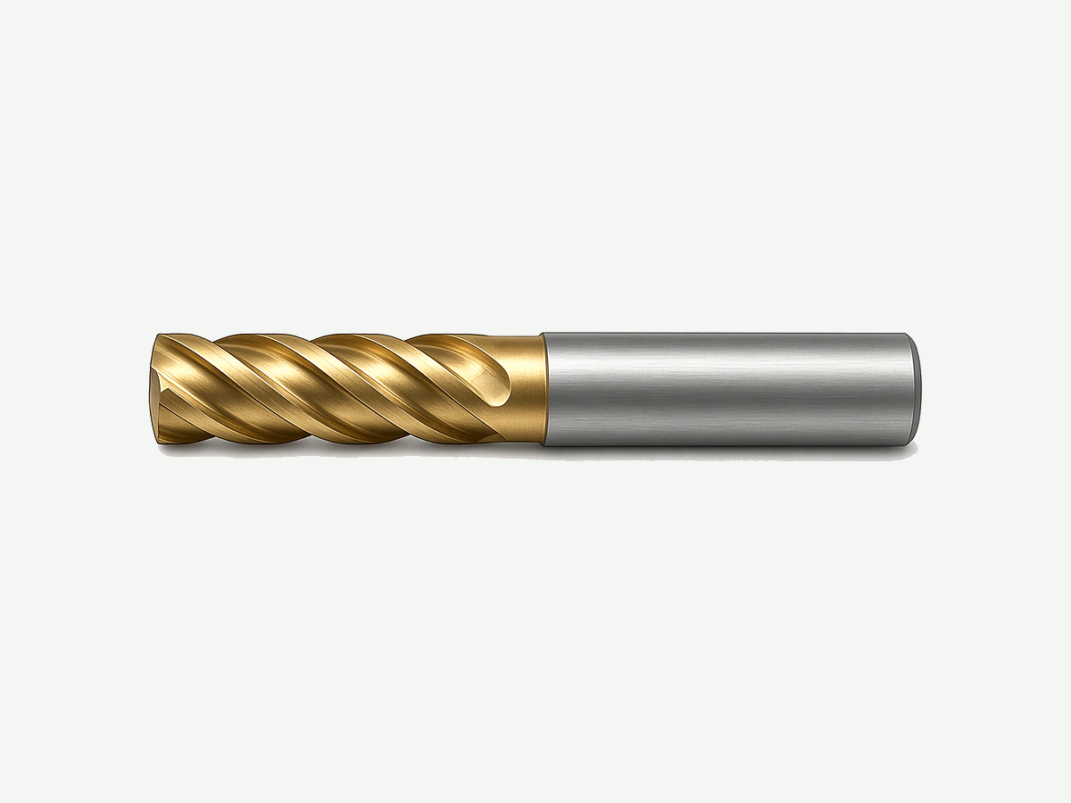 Solid carbide end mill for CNC side milling (product photo; no price or life claims on image)