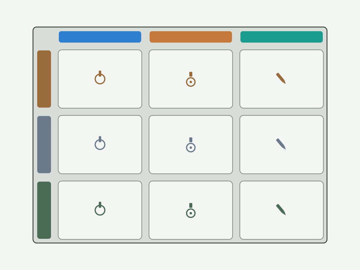 Illustration: Tool-selection matrix linking materials, operations and features to tool families