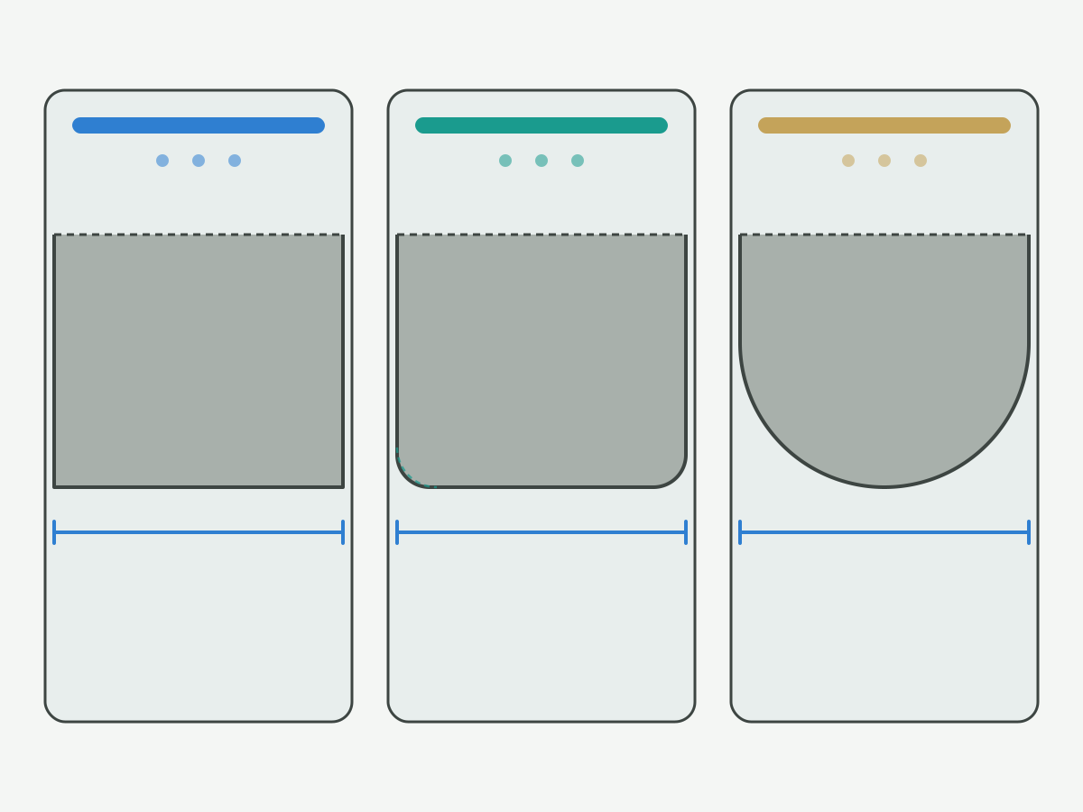 Illustration: Equal nominal diameter comparison of square corner-radius and ball-nose end mill profiles without flute detail on a light gray background