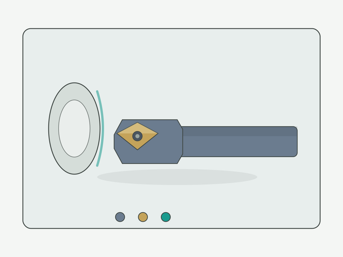 Illustration: HENTRY turning tool holder with carbide insert for CNC lathe OD turning on light gray background