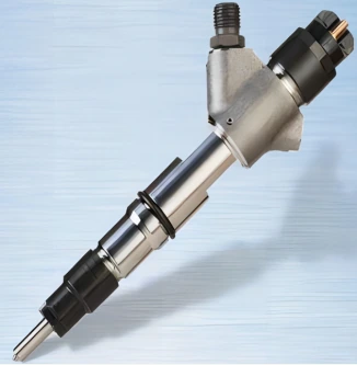 High-pressure fuel injector; the HENTRY deep-hole case drilled the 1215 steel injector body (Ø6.105 × 92 mm)