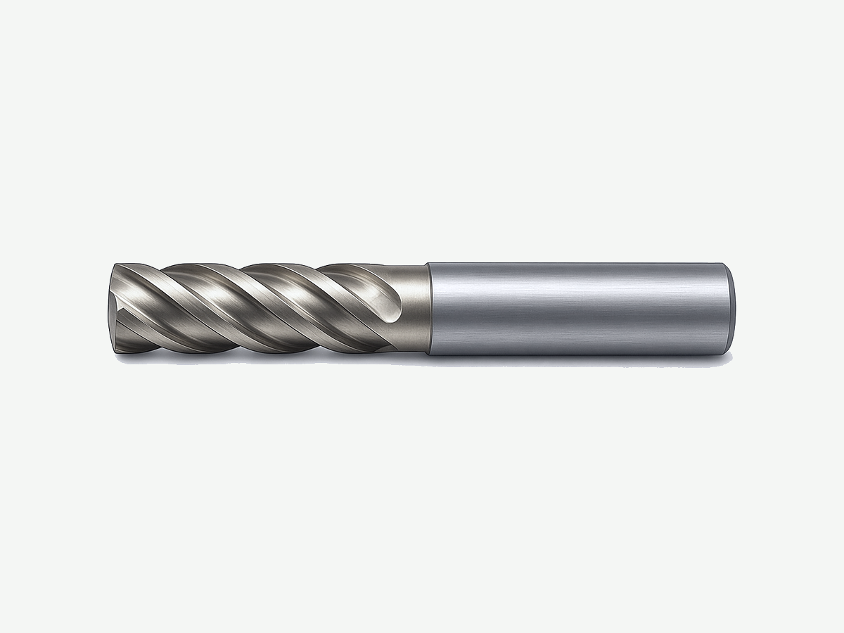 Solid carbide end mill for CNC speeds and feeds review (product photo; no price or life claims on image)