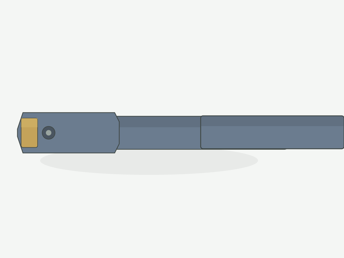 HENTRY grooving blade with clamped insert, full tool visible from tip to shank