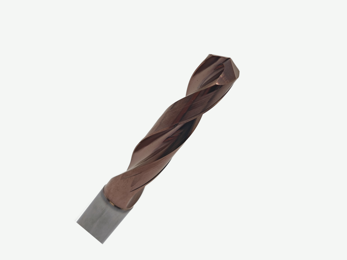 Solid carbide two-flute twist drill with copper-coloured coating