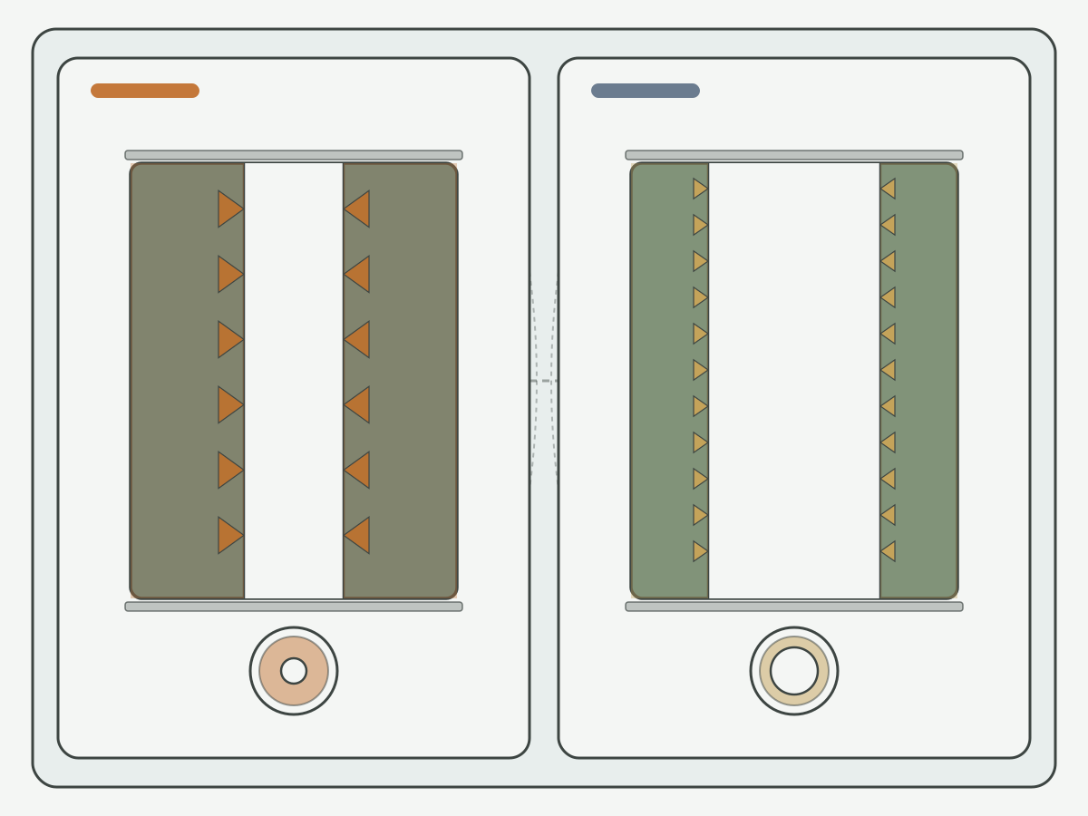 Illustration: Schematic comparison of 5/16-18 and 5/16-24 tap drill hole bands without text labels
